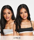Calvin Klein Ck One Exclusive Unlined 2 Pack Cami Strap Bralettes In Black And Gray-multi