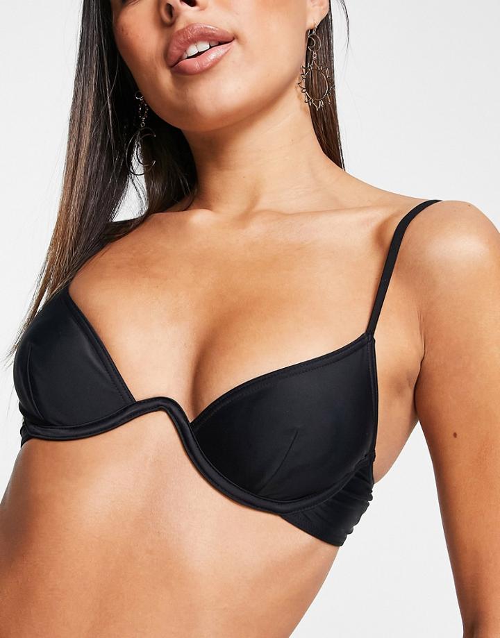 South Beach Mix & Match Exaggerated Underwire Bikini Top In Black