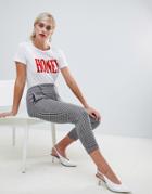 Stradivarius Check Cuff Leg Slim Fit Pants - Black