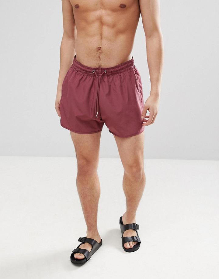 Weekday Tan Swim Shorts Wine - Red