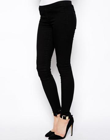 Asos Low Rise Minimal Pull-on Jeggings In Black