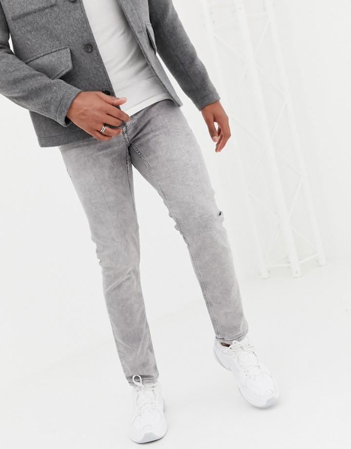Only & Sons Slim Jeans In Acid Wash Gray - Gray