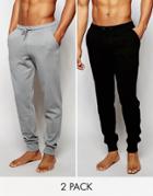 Asos Loungewear Skinny Joggers 2 Pack Save 17 % - Gray