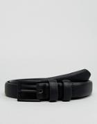 Asos Faux Leather Smart Skinny Belt In Black With Coated Buckle - Black