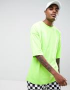 Asos Oversized T-shirt With Half Sleeve In Neon Green - Green