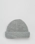 Asos Chunky Ribbed Fisherman Beanie In Gray - Gray