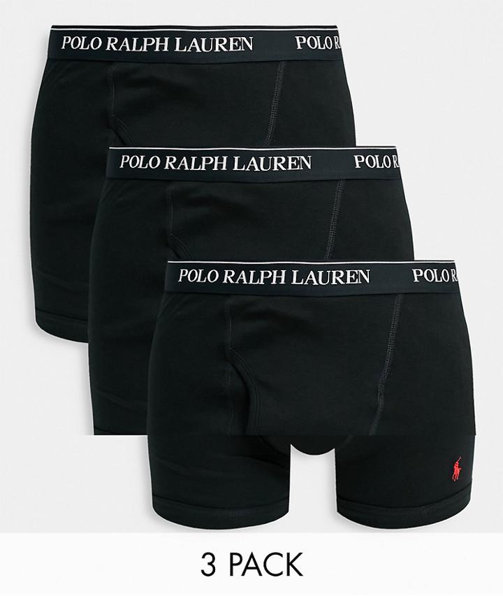 Polo Ralph Lauren 3 Pack Boxers In Black With Contrasting Logo Waistband-multi