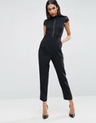 Asos Lace Top Jumpsuit - Black