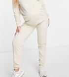 Asos Design Maternity Organic Blend Tracksuit Slim Sweat / Sweatpants In Neutral