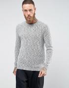 Asos Mixed Yarn Sweater In Black & White Twist - Gray