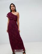 Vila One Shoulder Lace Dress - Red