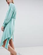 Asos White Tuck Detail Mini Dress - Green