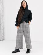 Dr Denim Check Wide Leg Pants-black