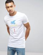 Asos Longline Muscle T-shirt With Me Myself And I Print - White