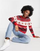 Brave Soul Reindeer Fairisle Christmas Sweater-blues