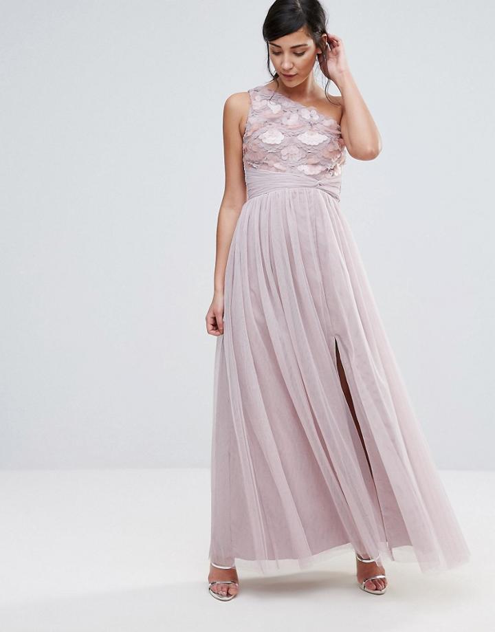 Little Mistress One Shoulder Maxi Dress - Pink