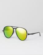 7x Aviator Sunglasses With Amber Revo Lense - Black