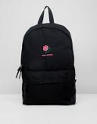 Asos Design Backpack In Black With Don't Bother Rose Embroidery - Black