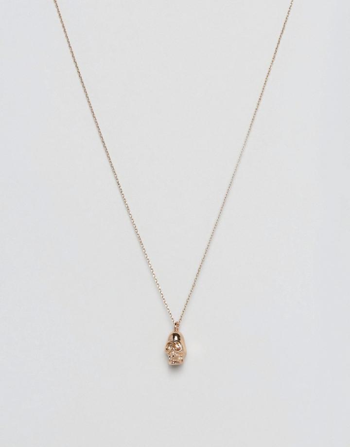 Chained & Able Skull Pendant Necklace In Gold - Gold