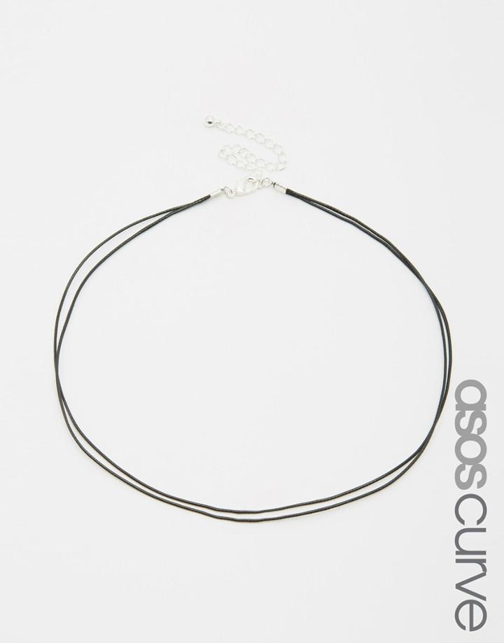Asos Curve Basic Double Cord Choker Necklace - Black