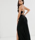 Asos Design Tall Rope Detail Slinky Maxi Dress - Black
