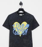 Collusion Vintage Fit T-shirt With Heart Print In Black