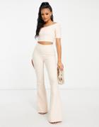 Band Of Stars Premium Bandage Wide Leg Pants In Cream-white