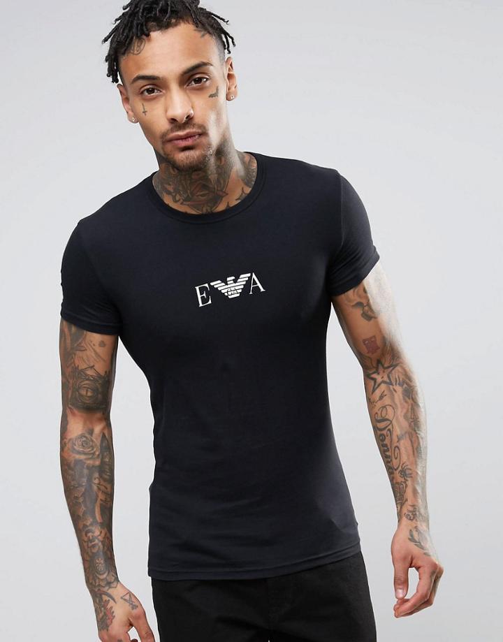Emporio Armani T-shirt With Chest Logo In Muscle Fit - Black