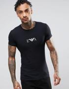 Emporio Armani T-shirt With Chest Logo In Muscle Fit - Black