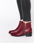 Oasis Zip Detail Ankle Boots - Burgundy