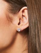 River Island Cubic Zirconia Heart Stud Earrings-gold