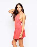 Goldie One Way Dress With Gathered Skirt - Orange