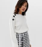 River Island Sweater With Button Detail In Ivory - Cream