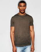 Asos T-shirt With Burn Out Wash In Relaed Fit In Brown