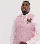 Asos Design Plus Wedding Skinny Suit Suit Vest In Rose Pink Cross Hatch