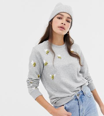 We Are Hairy People Organic Cotton Sweatshirt With Hand Painted Honey Bee - Gray