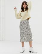 Moon River Leopard Print Bias Cut Midi Skirt - Multi