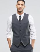 Asos Slim Vest In Charcoal - Gray