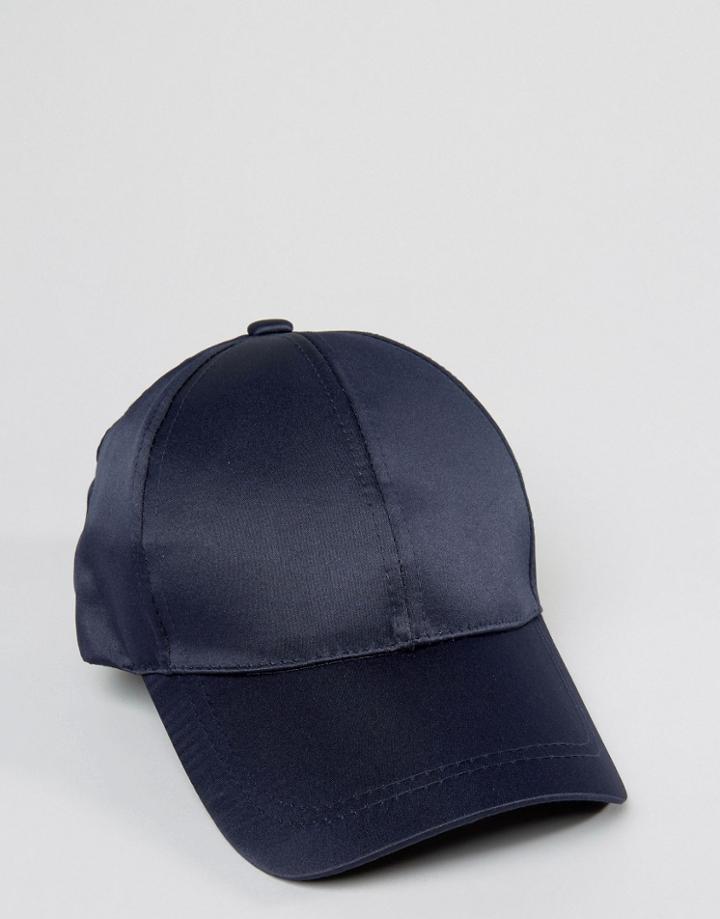 7x Satin Look Baseball Cap - Navy