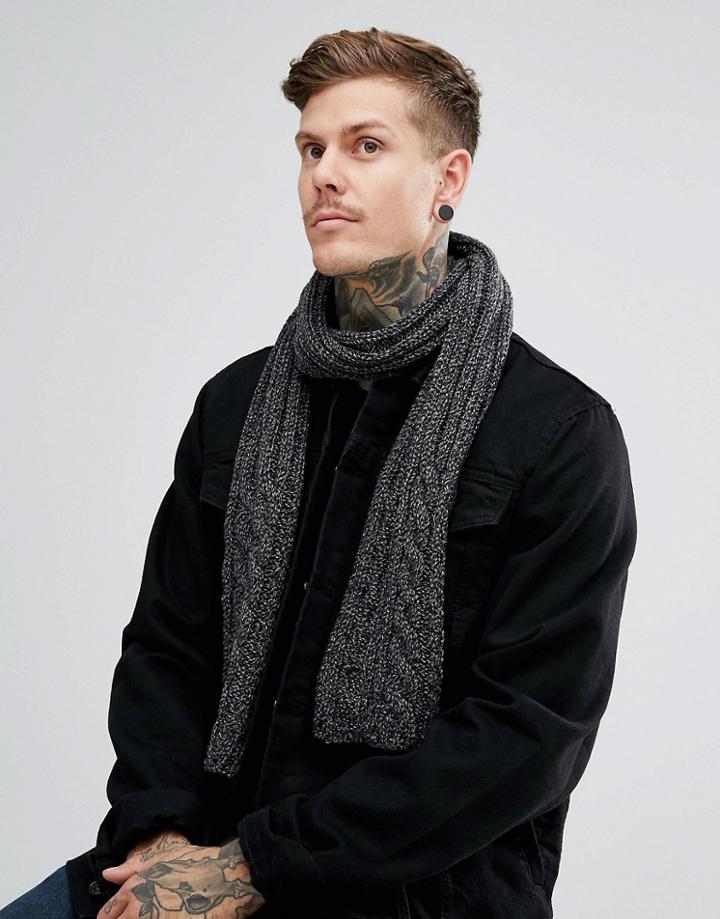 Barts Twister Scarf In Cable Knit - Black