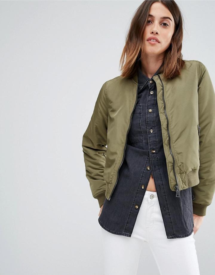 Vero Moda Zip Bomber Jacket - Green