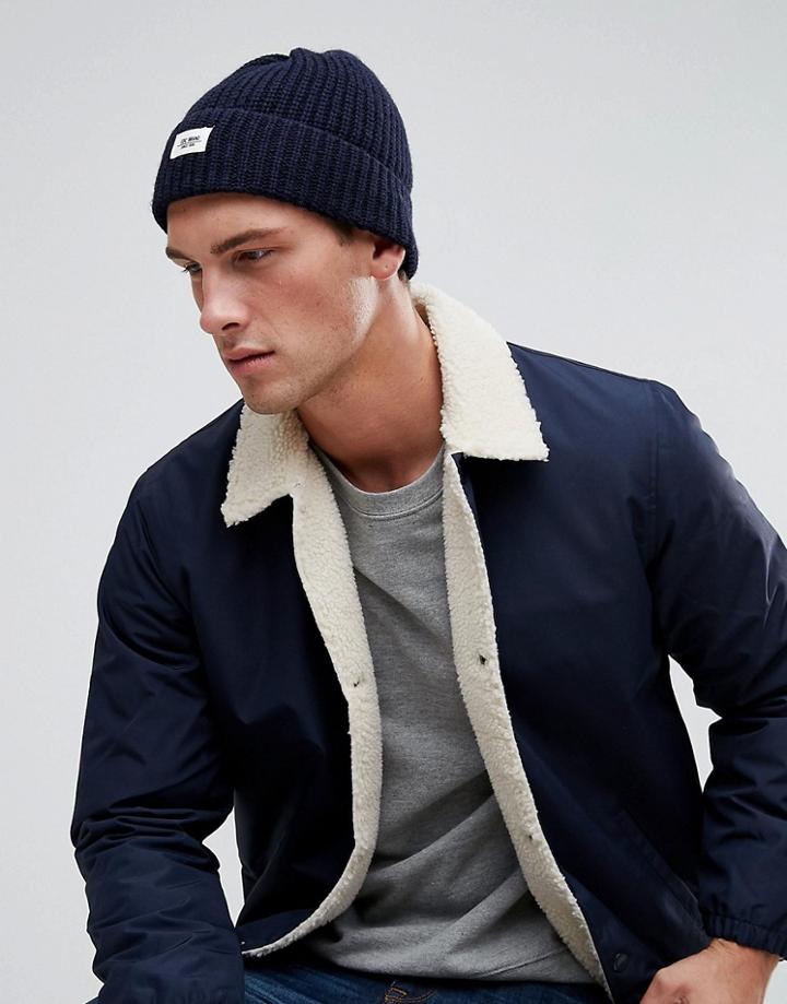 Esprit Ribbed Fisherman Beanie In Navy - Navy