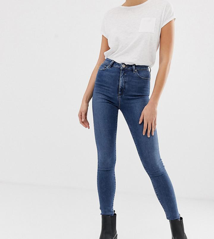 Asos Design Tall Ridley High Waist Skinny Jeans In Mid Wash Blue - Blue