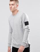Jack & Jones Sweatshirt With Arm Badge - Light Gray Marl