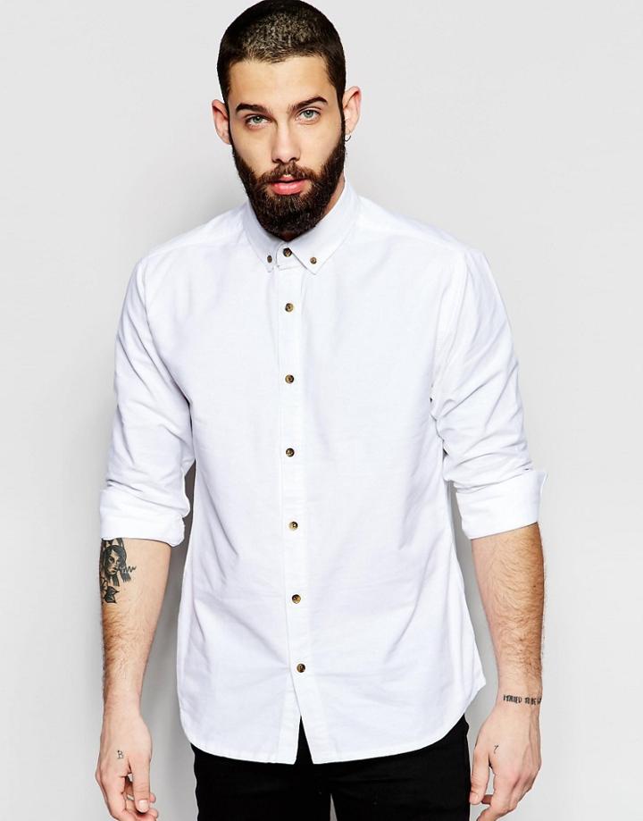 Only & Sons Oxford Shirt In Regular Fit - White