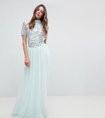 Frock And Frill Tall Premium Embellished Top Maxi Dress - Blue