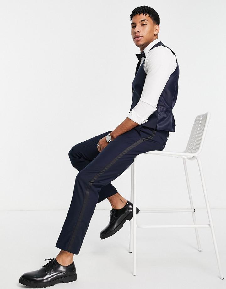 French Connection Slim Fit Dinner Suit Pants-navy