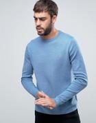 Farah Stones Crew Sweater Cotton Knit Slim Fit In Blue Marl - Blue