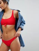Frankies Bikinis Greer Ribbed Bikini Bottom - Red