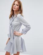Millie Mackintosh Pussy Bow Mini Shirt Dress - Navy